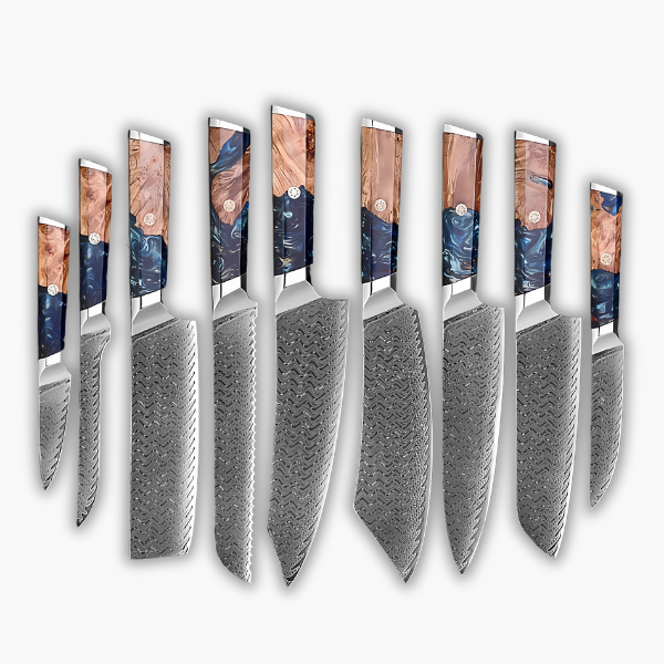 Couteau Santoku - Manche Biseauté - Lame Damas