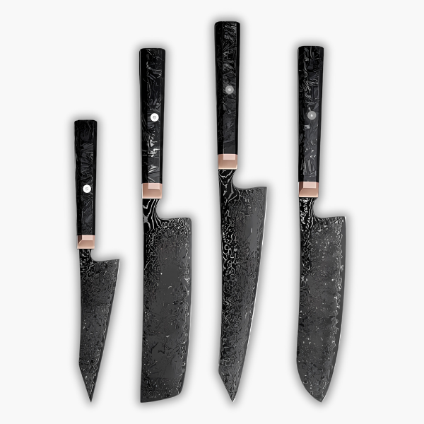 Lot de 4 Couteaux de Cuisine Lames Damas